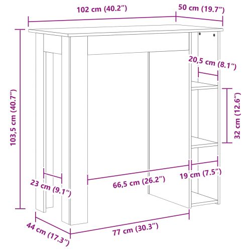 Бар маса 102 x 50 x 103,5 см Инженерна дървесина Черния дъб