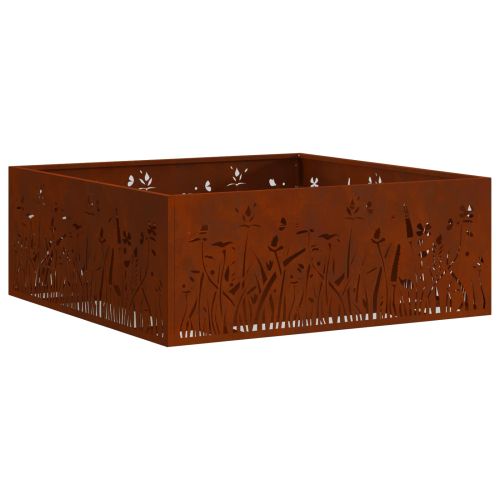 Камина за огън Ръждясало 80 x 80 x 30 cm Патинираща стомана