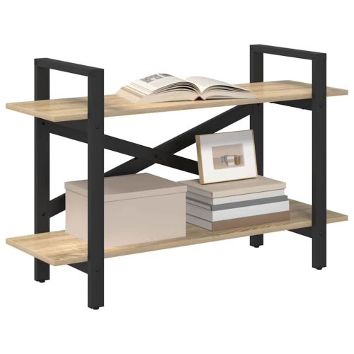 Рафт за книги 2 нива 100 x 33,5 x 64 см Инженерна дървесина