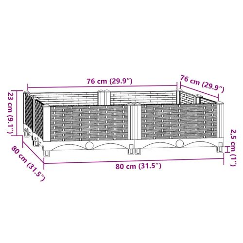 Повдигната леха, 80x80x23 см, полипропилен