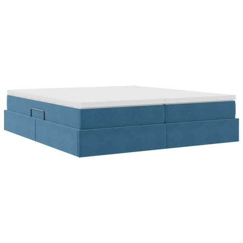 Легло с място за съхранение и матрак Тъмен син 180 x 200 cm