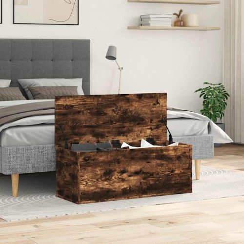 Кутия за съхранение, опушен дъб, 90x35x35 см, инженерно дърво