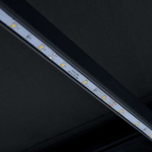 Ръчно прибираща се тента с LED, 350x250 см, антрацит