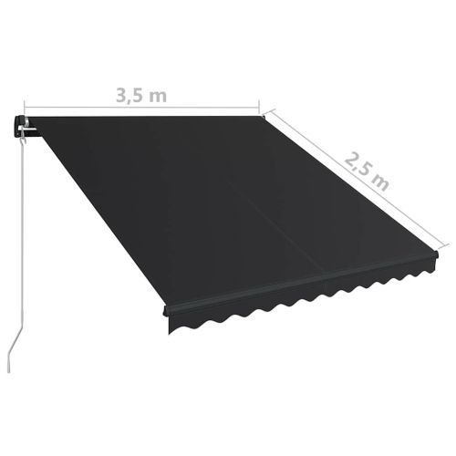 Ръчно прибираща се тента с LED, 350x250 см, антрацит