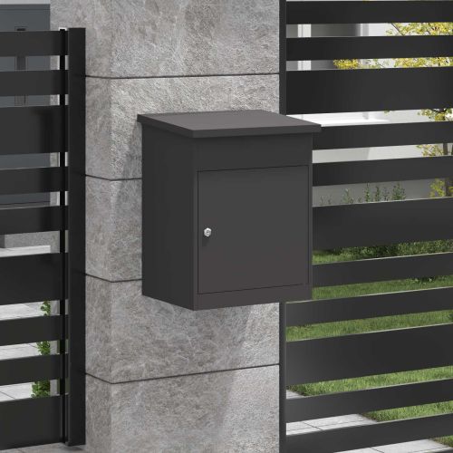 Пощенска кутия за пратки Черно 47,5 x 38 x 59 см Стомана