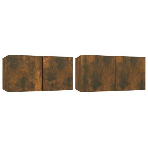 Окачени ТB шкафове, 2 бр, опушен дъб, 60x30x30 см