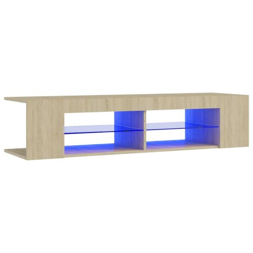 ТВ шкаф с LED осветление, дъб сонома, 135x39x30 см
