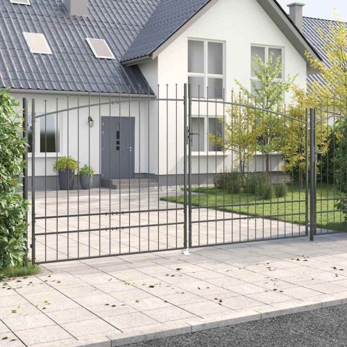 Двойна порта WOERDEN 400 x 249,5 см Стомана Сиво С ключалка