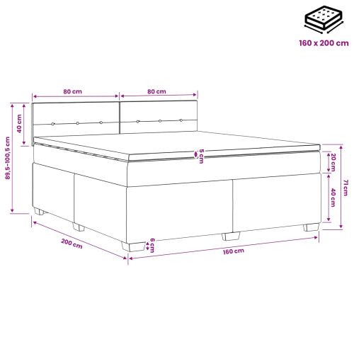 Континентално легло с матрак Кремаво 160 x 200 cm Текстил