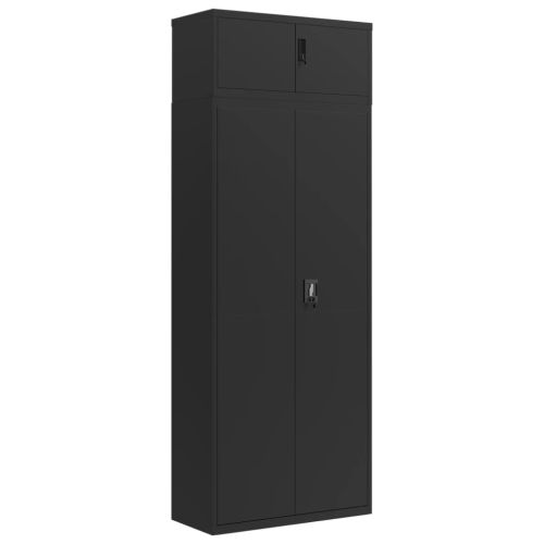 Шкаф за папки черен 90x40x240 см стомана