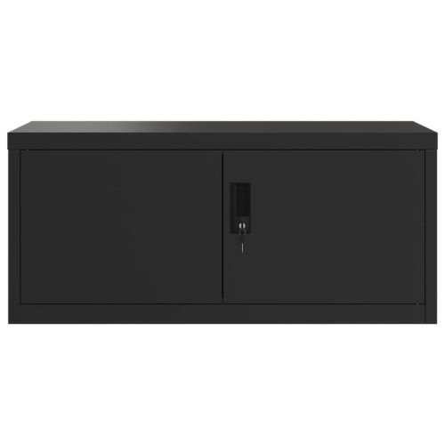 Шкаф за папки черен 90x40x240 см стомана