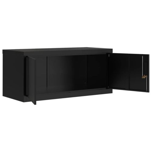 Шкаф за папки черен 90x40x240 см стомана