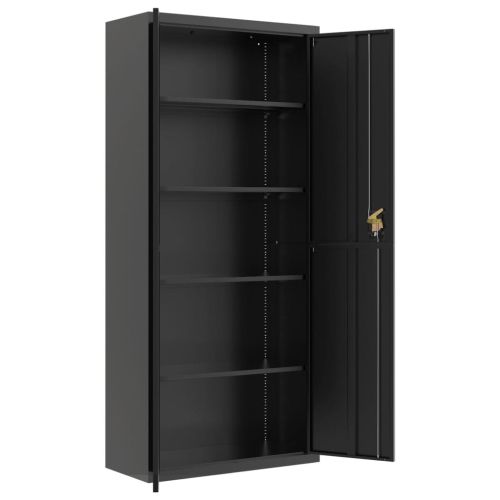 Шкаф за папки черен 90x40x240 см стомана