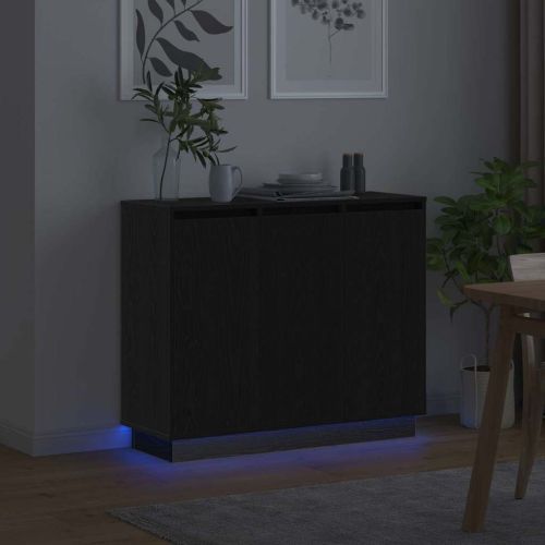 LED конзолна маса Черния дъб 90 х 32 х 75 см