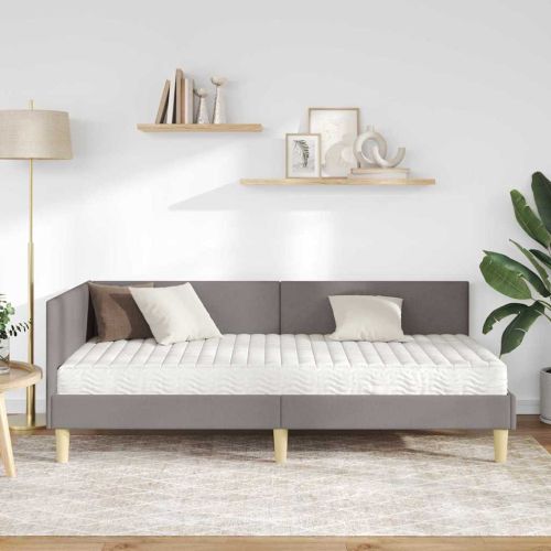 Ъглова рамка за легло с матрак 2 бр. Таупе 90 x 200 cm текстил