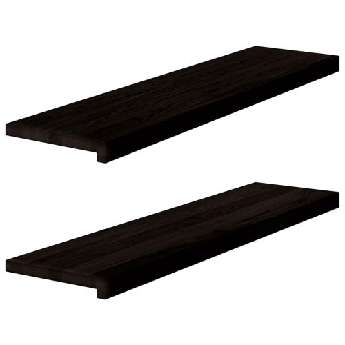 Стълбищни стъпала, 2 бр, кафяво-черни, 100x30x2 см, дъб масив