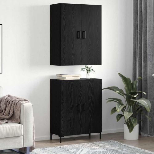 Висок шкаф Черен дъб 69,5 x 34 x 180 см Инженерна дървесина