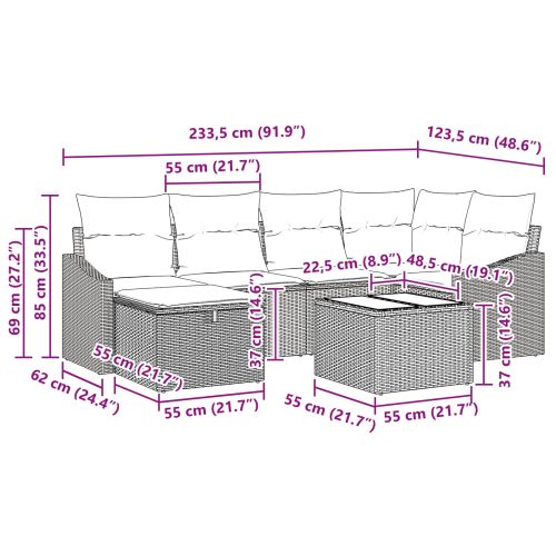 Комплект дивани с възглавница със съхранение Черно полиратан