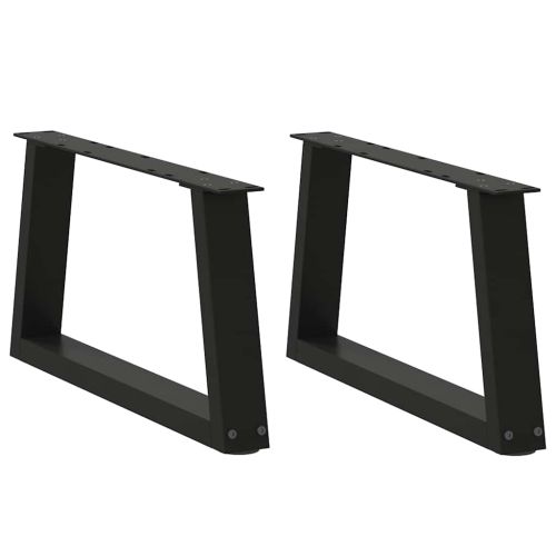 Крака за масичка за кафе, V-образни, 2 бр., черни, 60 x (30-31,3) см, стомана