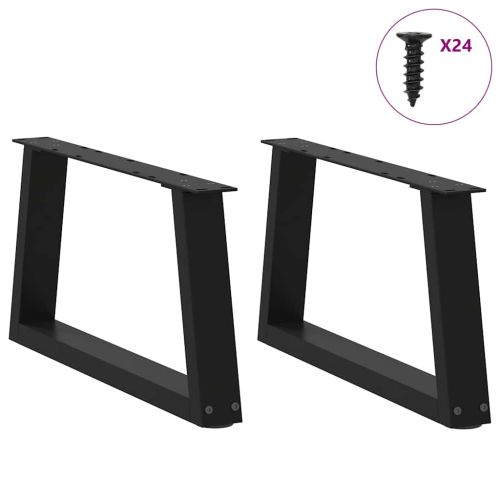 Крака за масичка за кафе, V-образни, 2 бр., черни, 60 x (30-31,3) см, стомана