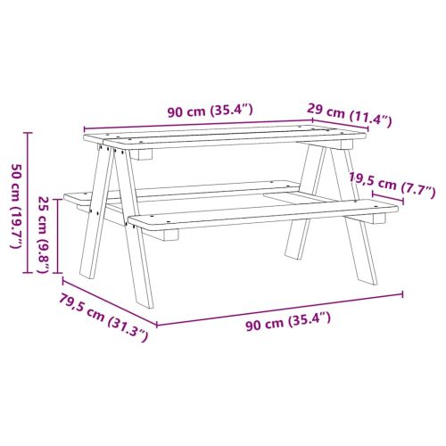Детска маса с пейки IRUN 90x79,5x50 см Масивно дърво