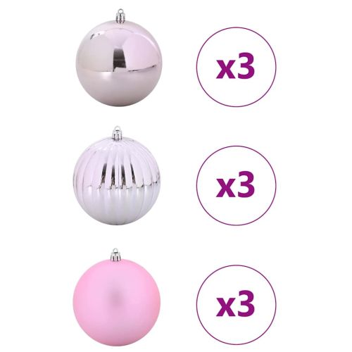 Комплект Коледни Играчки XL 9 бр. Розово Ø 15 см Пластмаса