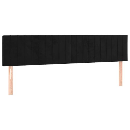 LED горна табла за легло, черна, 200x5x78/88 см, кадифе