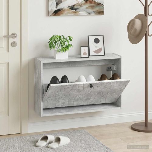 Стенно шкафче за обувки DELFT 71 x 17 x 43 см Бетонно сиво