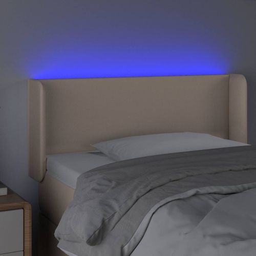LED Горна табла за легло, капучино, 83x16x78/88 см
