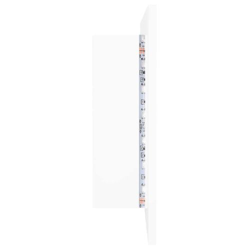 Шкаф с LED огледало за баня, бял, 100x12x45 см, акрил