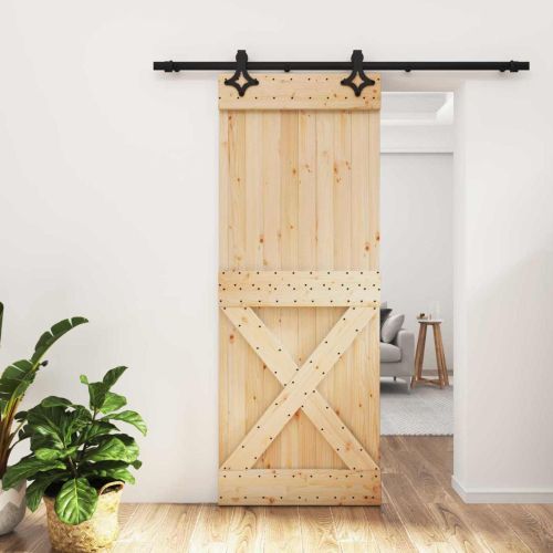 Преплъзваща се врата 80 x 210 cm Естествено и черно