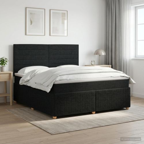 Континентално легло с матрак Черно 140 x 190 cm Текстил