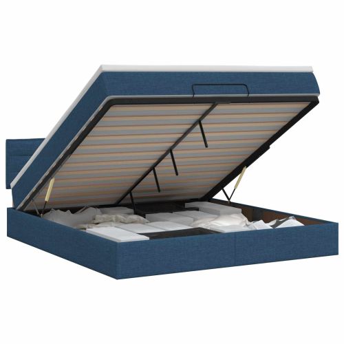Огледално легло с матрак с таблото Синьо 140 x 200 cm Текстил
