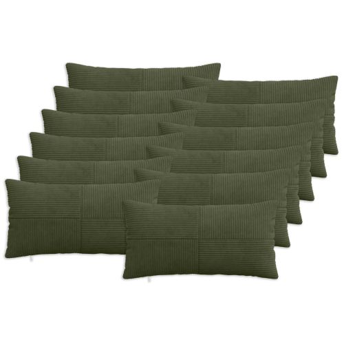 Калъфка за възглавница 12 pcs ALMELO Зелено 40 x 80 cm кордурой