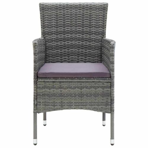 Градински трапезен комплект с възглавници 5 части полиратан сив