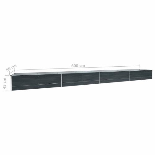 Градинска висока леха поцинкована стомана 600x80x45 см антрацит