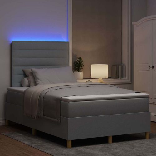 LED кутия за пружини с легло Светлосиво 120 x 190 cm текстил