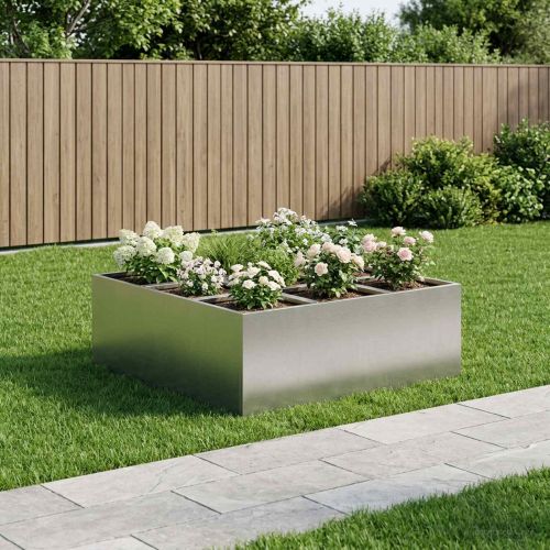 Градинска саксия Сребристо 100 x 100 x 50 cm Неръждаема стомана