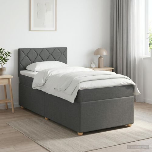 Континентално легло с матрак Тъмносиво 90 x 190 cm Текстил