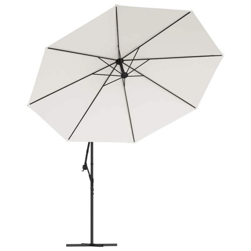Конзолен градински чадър с LED и метален стълб 350 см пясъчен