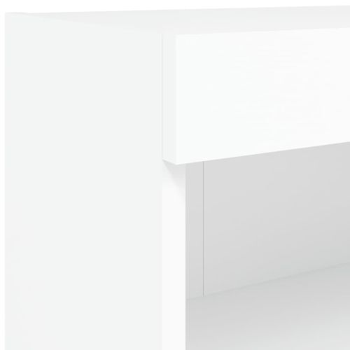 ТВ шкаф с LED осветление, бял, 80x30x30 см