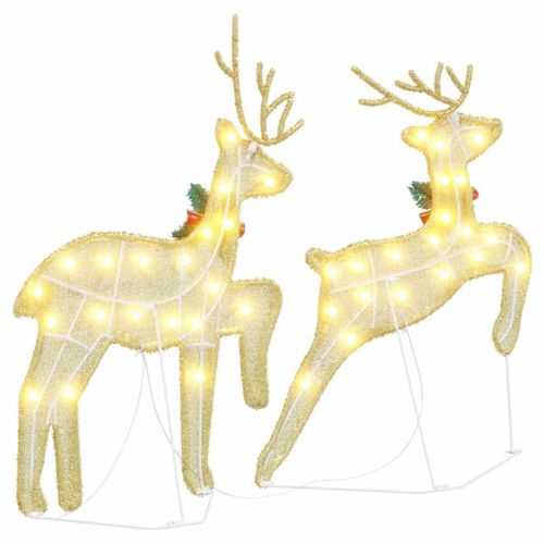 LED елени 2 бр. Топло бяло 45 x 19 x 65 см текстил