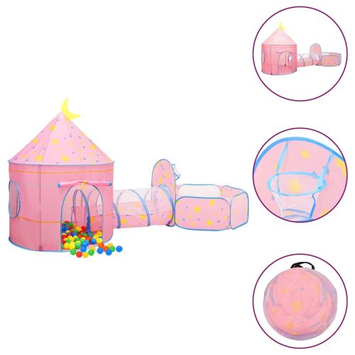 Детска палатка за игра с 250 топки розова 301x120x128 см