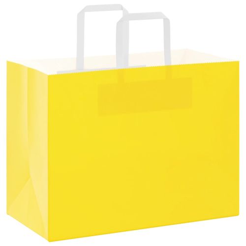 Хартиени торбички 50 бр с дръжки жълти 32x17x25 см