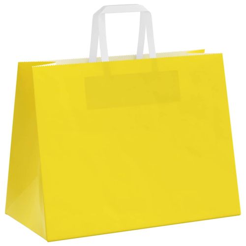 Хартиени торбички 50 бр с дръжки жълти 32x17x25 см