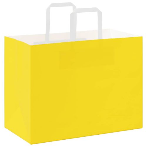 Хартиени торбички 50 бр с дръжки жълти 32x17x25 см