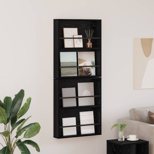 Етажерка за списания с рафт 2 бр. Черния дъб 60 x 12 x 70 см
