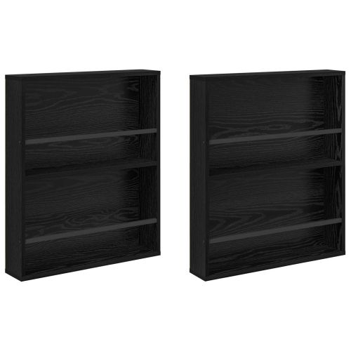 Етажерка за списания с рафт 2 бр. Черния дъб 60 x 12 x 70 см