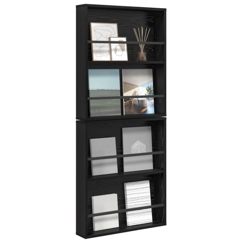 Етажерка за списания с рафт 2 бр. Черния дъб 60 x 12 x 70 см