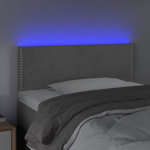 LED горна табла за легло, светлосива, 100x5x78/88 см кадифе